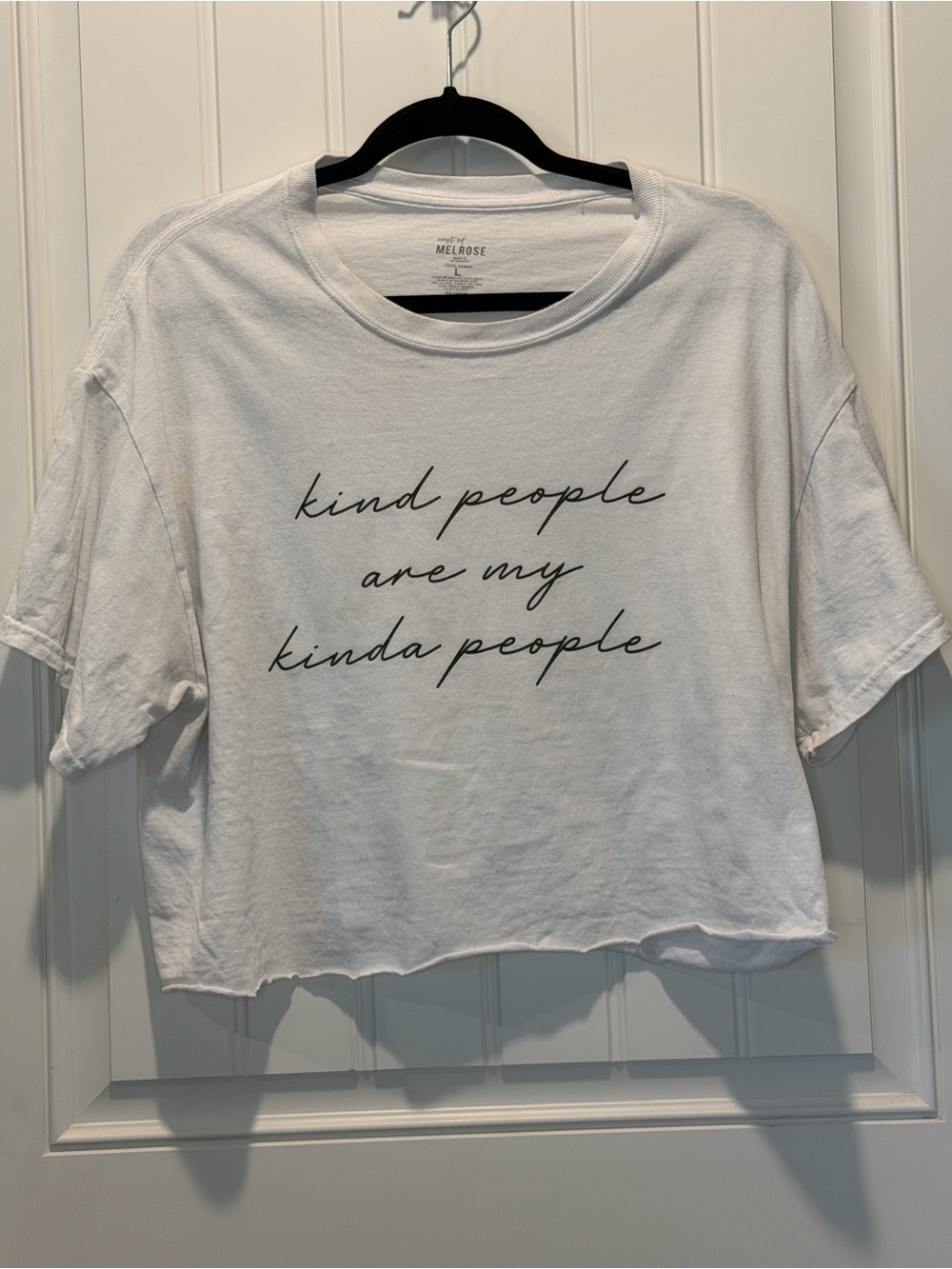 Melrose White 'Kind People' Cropped Tee